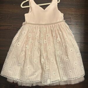 Elegant Pink Kids Dress with Pearl Accents
